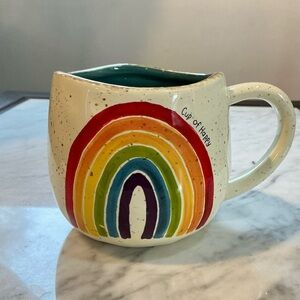 🤎 Natural Life - Artisan Ceramic Rainbow Coffee Mug “Cup of Happy”